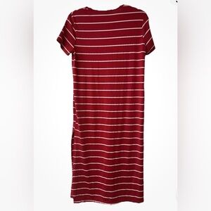 Red/White MIDI T-Shirt Dress Slits Stretch Size M work, travel